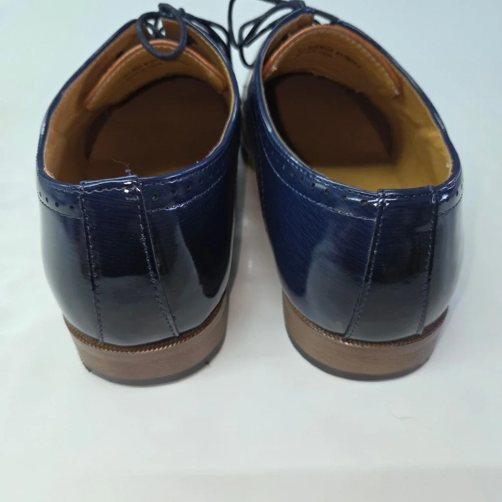 Antonio Cerrelli Oxford‎ Dress Shoes Mens 12 Tan Navy Blue Two Tone Square Toe